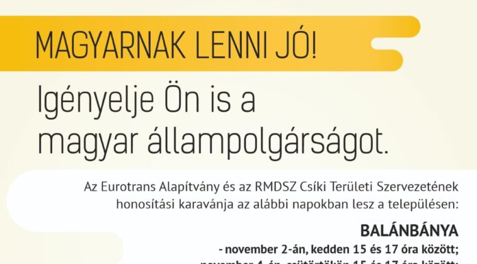 Ingyenes honosítás, anyasági és életkezdési támogatás ügyintézése Balánbánya településen